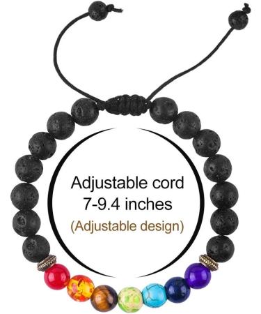 7 Chakra Lava Stone Bracelet for Men & Women Natural 8mm Sparkling Gemstone Jewelry Yoga Gift Pearl & Tiger Eye Beads - Buy Online on GoSupps.com