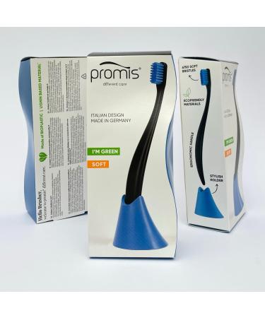 Celebrities Brush & Holder | Sustainable Bioplastic Toothbrush & Holder | 6750 Soft Bristles | Made in Germany | Italian Design (Black Ocean) - Buy Online on GoSupps.com