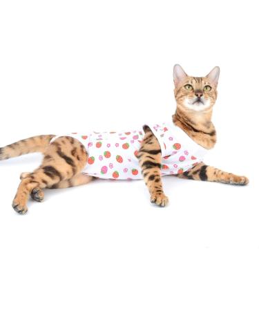 Selmai Medical Pet Shirt - Soft Cotton E-collar Alternative for Dogs & Cats | Wound Protection & Nursing Clothing | Prevent Licking & Skin Diseases - Size L Red Strawberry - Buy Online on GoSupps.com
