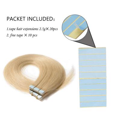SEGO TAPE Extensions - Remy Real Hair Glue 20 Tressen Hellblond #613 18 (45cm) with 10 Free Tapes - Quality Hair Extensions for International Shipping - Buy Online on GoSupps.com