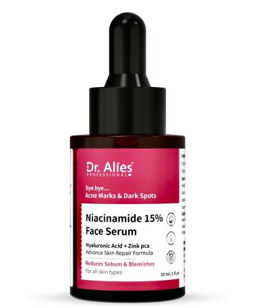 Dr. Alies Professional 15% Niacinamide Face Serum | Advanced Skin Clarifying with Hyaluronic Acid & Zinc PCA | Reduces Acne Marks and Blemishes | Anti-Acne Serum for Oily & Acne Prone Skin | 30ml