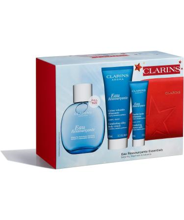 Clarins Gift Set | Eau Ressour ante Essentials 230ml | Worth 64 | Eau Ressour ante Treatment Fragrance Eau Ressour ante Comforting Showerl Eau Ressour ante Comforting Body Cream - Buy Online on GoSupps.com
