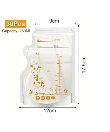 Jieyuchu Breast Milk Bags - 30 BPA-Free 250ml Storage Bags with Double-Row Closure for Quick Freezing & Thawing - Ideal for Breastfeeding - Buy Online on GoSupps.com