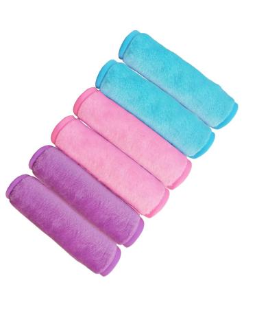 Makeup Remove Face Towels, Reusable Makeup Remover Cloths (6 Packs), Makeup Remover Towel Reusable Microfiber Cleansing Towel 12 inch X 6 inch- Pink Blue Purple 12x6 Inch (Pack of 6) Pink Blue Purple