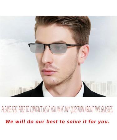 Men's Photochromic Bifocal Reading Glasses Business Sun Metal Frame | 2020 Fashion Eyewear Presbyopia (Black) +1.25 Magnification - Buy Online on GoSupps.com