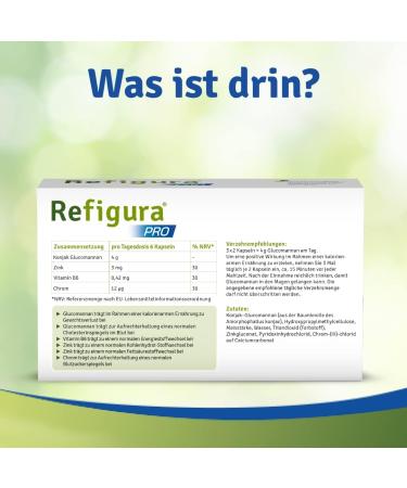 Refigura Pro - Plant-Based Vegan Weight Loss Capsules with Glucomannan Zinc Vitamin B6 & Chromium | 60 pcs for Healthy Slimming - Buy Online on GoSupps.com