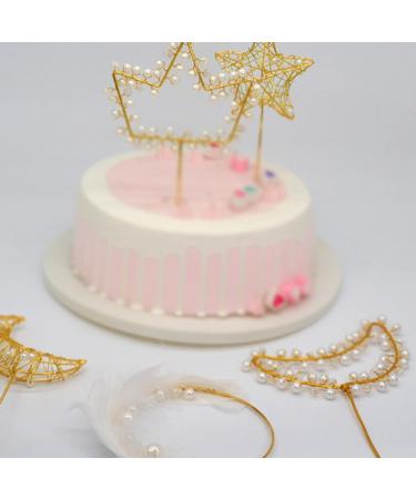 Personalised Cake Toppers Cake Decorations Cake Toppers Pearl Crown Star Moon Design Dessert Decorations Baking Decorating Party Supplies Lovely Gift (Color : Tr) (Color : Moon) (Color : Tr) - Buy Online on GoSupps.com