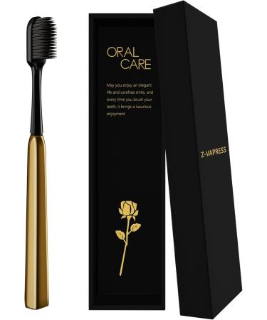 Z-VAPRESS Gold Ceramic Travel Toothbrush - Luxury Golden Plated Design + 2 Bonus Soft Silicone Replacement Heads - Buy Online on GoSupps.com