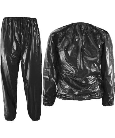 XX-Large Black Heavy Duty Sauna Suit for Men and Women - Weight Loss, Exercise, Slimming, Gym Fitness, Anti-Rip Sweat Suit - Buy Online on GoSupps.com