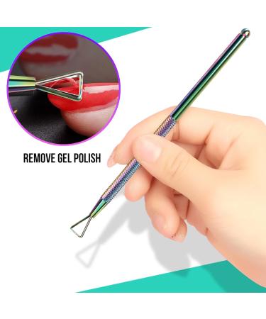 FANDAMEI Double End Cuticle Pusher Gel Nail Polish Remover Kit | Metal Scraper for Acrylic & Gel Polish Removal | Manicure Pedicure Tool for Salon & Home Use - Buy Online on GoSupps.com
