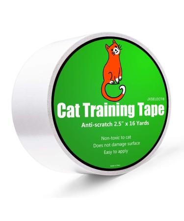 Jxselect Anti Scratch Cat Training Tape,8 Pieces XL Large (11.8" x 17") or 3" x30 Yards Large Roll Clear Double Sided Tape for Cats Scratching,Pins Free Cat Deterrent Tape - Furniture Protector 2.5" x 16Y Cat Scratch Tape