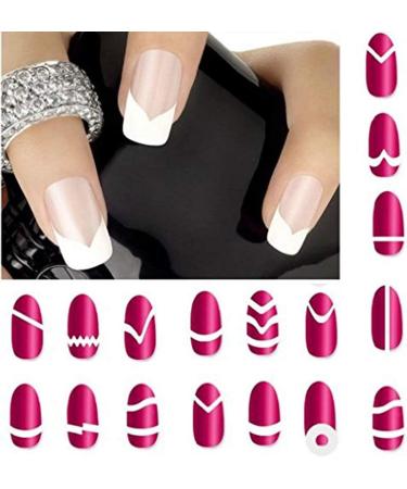 24 Sheet Nail Art Sticker Manicure Tool Nail Art Stencils French Tip Guides Stickers Form Fringe Guides Vinyl - Buy Online on GoSupps.com
