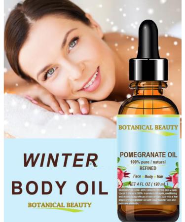 Botanical Beauty POMEGRANATE OIL 100% Pure Natural Refined Cold-pressed Carrier oil 4 Fl oz 120 ml for Face Skin Body Hair Lip Nails. Rich in vitamin C - Buy Online on GoSupps.com