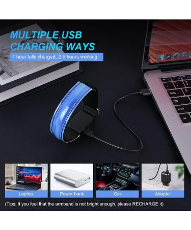 Flintronic LED Bracelet - Reflective USB Lighting Tape for Night Running & Outdoor Sports - 2PC Blue | Unisex Safety Light - Buy Online on GoSupps.com