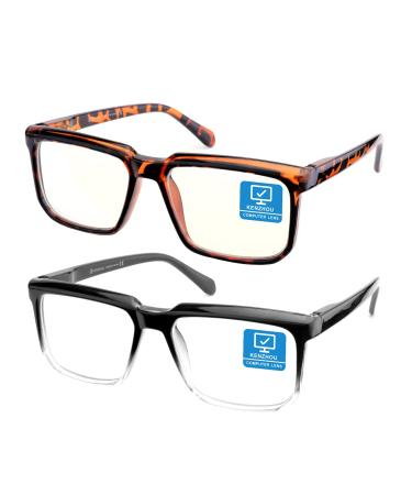 K KENZHOU Blue Light Blocking Computer Gaming Glasses Anti Glare Eyestrain Men/Women Black and Twilight
