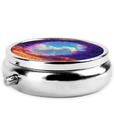 Purple Door in The Valley Portable Metal Pill Box - Round Mini 3-Compartment Design for Travel - Hinged Fastening - Ideal for Small Pills - Black - Buy Online on GoSupps.com