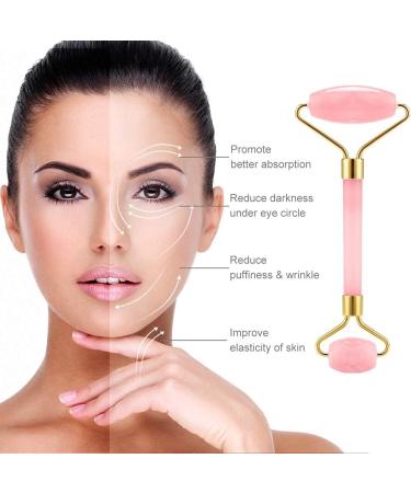 Gua Sha Rose Quartz Stone & Jade Roller Set - Anti-Aging Face Massager for Rejuvenation & Skin Care - Gift Box Included - Buy Online on GoSupps.com