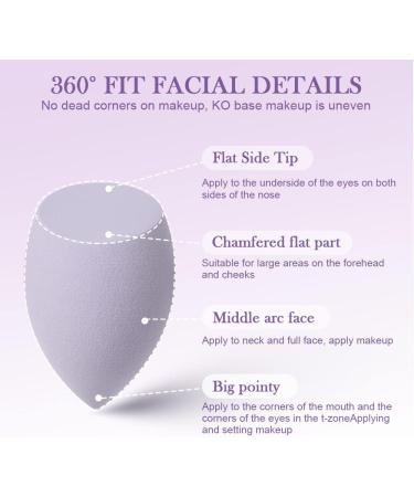 AUAUY 6 Pcs Makeup Sponges Blender Set 4 Pcs Professional Beauty Sponge Foundation Blending Blender with 1 Sponge Holder 1Powder Puff Multi-colored Makeup Sponges for Cream Liquid and Powder 4pcs-Purple - Buy Online on GoSupps.com