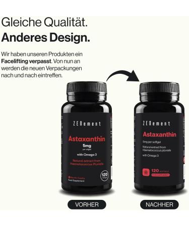 Astaxanthin 50mg from Haematococcus Pluvialis | 120 Softgel Capsules | Natural High Dose Sea Algae with Omega 3 | Zenement - Oxidation Protection - Buy Online on GoSupps.com