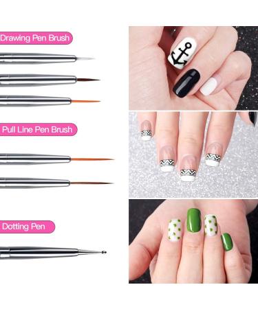 Teenitor Black Nail Art Brushes Set - 15pcs Painting Brushes & 5pcs Dotting Tools for Gel Nails - Professional Design Kit with 2-Way Dotting Pen - Buy Online on GoSupps.com