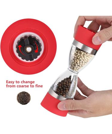 Salt and Pepper Grinder 2 in 1 Manual Salt Pepper Mill Dual Combo Mill Grinder Kitchen Tools for Peppercorns Sea Salt Himalayan Salt Spices(Red) - Buy Online on GoSupps.com