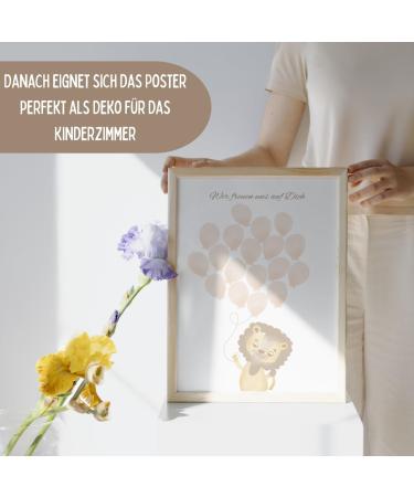 Unique Baby Shower Guest Book Poster - Lion Fingerprint Balloon Signatures for Boys & Girls - Perfect Party Decoration & Gift for 18 Guests - Buy Online on GoSupps.com