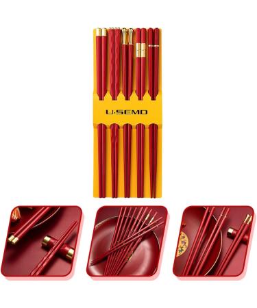 5 Pairs Flatware Japanese Sticks Style Utensils Valentines Stick Korean Frying Reusable Tableware Home Day Wooden Kitchen Chinese Eating Favors for Cooking Creative Chopsticks Kitchenware Rojo - Buy Online on GoSupps.com