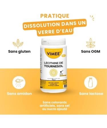 Vimee Sunflower Lecithin Powder - Supplement and Food Additive Based on Sunflower Phospholipids - Liver Brain - 500 G - 500 Days - Buy Online on GoSupps.com