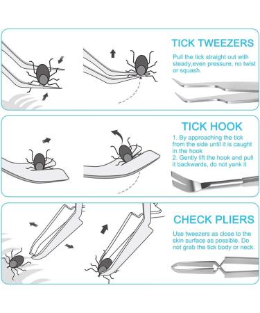Surmounty Tick Removal Set - 6Pcs Stainless Steel Tick Tweezers & Plastic Hooks for Humans & Dogs - Complete Tick Remover Kit with 3 Sizes - Buy Online on GoSupps.com