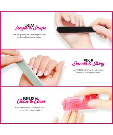FANDAMEI Nail Polish Gel Remover Kit with Nail Clips, Remover Bottle, Cotton Pads, Brush, Pusher, Peeler, and Buffer Block - Pink - Buy Online on GoSupps.com