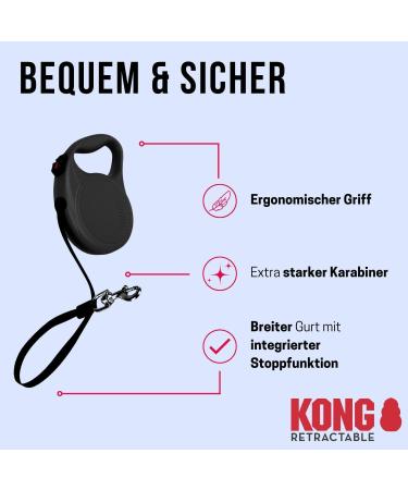 Buy Cong Roll-Out Dog Leash 5m for Large Dogs Up to 50kg - High-Quality Compact Black with Break & Lock System - Buy Online on GoSupps.com