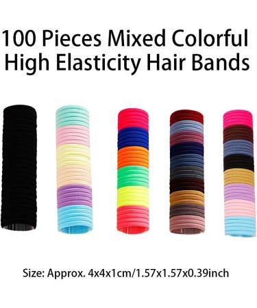 CLSSLVVBN 100 Pieces Hair Bands Stretchy High Elasticity School Ponytail Holder Elastics Bobbles Seamless Scrunchies for Girls Colorful 1 - Buy Online on GoSupps.com