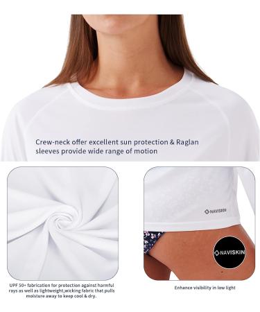 NAVISKIN Women's UPF 50+ Sun Protection Long Sleeve Rash Guard Shirt - White Medium - Buy Online on GoSupps.com