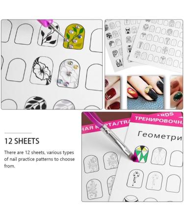 Nail Art Practice Book Beginner Manicure Training Drawing Cards Easy to Clean 12 Sheets - Buy Online on GoSupps.com