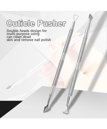 Double Head Nail Care Cuticle Pusher Set Stainless Steel Cuticle Remover Manicure Pedicure Tool for Gel Nail Polish Cuticle Scraping - Buy Online on GoSupps.com