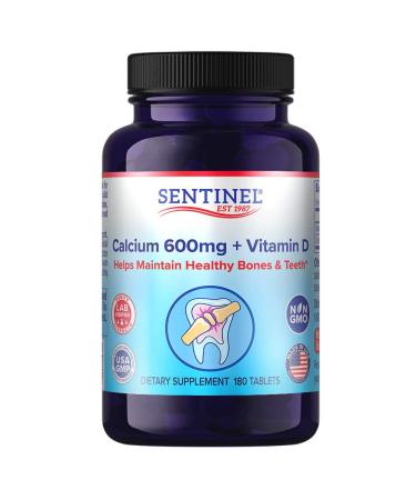 Sentinel Calcium 600mg + Vitamin D Supports Healthy Bones* Immune System and Muscle Function* 180 Tablets