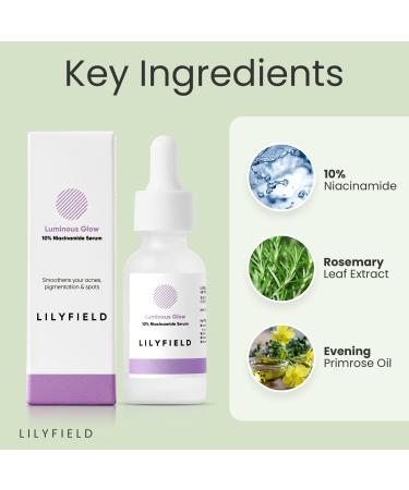 LILYFIELD Luminous Glow Serum - 10% Niacinamide for Acne Pigmentation & Enlarged Pores | Brightening Korean Skincare for Sensitive Skin - 30ml - Buy Online on GoSupps.com