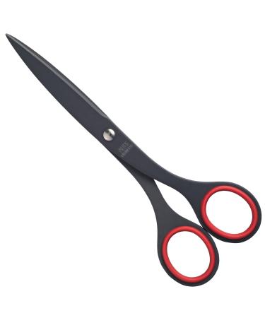 ALLEX Black Office Scissors for Desk  Medium 6.5 All Purpose Non Stick Scissors  Made in JAPAN  All Metal Sharp Japanese Stainless Steel Blade with Non-Slip Soft Ring  Black Red 165mm (Non-Stick) Red - Buy Online on GoSupps.com