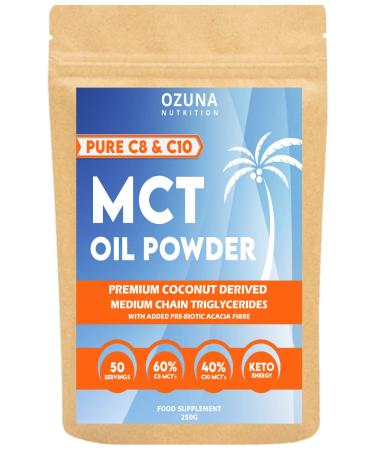 MCT Oil C8 & C10 Powder Coconut Medium Chain Triglycerides for Sustained Clean Energy Ketogenic Non Dairy Coffee Creamer Suitable for Keto Helps Boost Ketones | 50 Servings