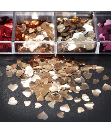  GZMAYUEN GZMAYUEN 12 Girls 3D Heart-Shaped Glitter Nail Art - Holographic Laser Glitter for Nails Gold Glitter - Buy Online on GoSupps.com