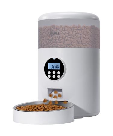 WOPET 4L Automatic Cat Feeder,Timed Dog Feeder Pet Food Dispenser with Desiccant Bag for Dry Food,Programmable Portion Control & Voice Recorder for Small / Medium Pets White