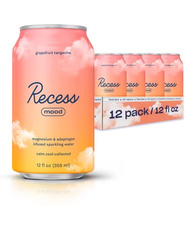 Recess Mood Magnesium & Adaptogen Drink Relaxation Beverage 12 Ounce (Grapefruit Tangerine 12 Pack)