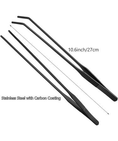 Evago 2-Piece 10.6 Black Stainless Steel Aquarium Tweezers Set - Straight & Curved Rust-Proof Carbonization Coating for Reptile Feeding - Buy Online on GoSupps.com