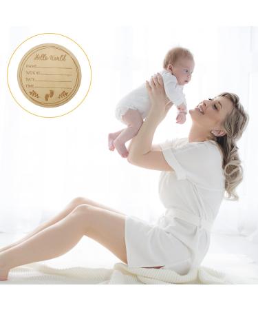Hello World Wooden Baby Announcement Sign for Nursery Decor | Newborn Welcome Plaque for Baby Shower Photo Prop | Round Birth Sign Board A7CSMP - Buy Online on GoSupps.com