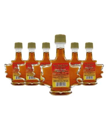 Maple Terroir Pure Maple Syrup 100ml x 6 Bottles | Grade A Dark Robust Taste | 100% Pure Quebec Maple Syrup | Maple Leaf-Shape Glass Bottle | Made in Canada