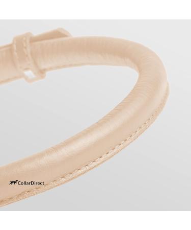 Collardirect Handmade Round Leather Dog Collar - Soft Padded Real Leather for Small & Large Dogs - Black Pink Red Purple Blue Beige (23-28 cm) - Buy Online on GoSupps.com