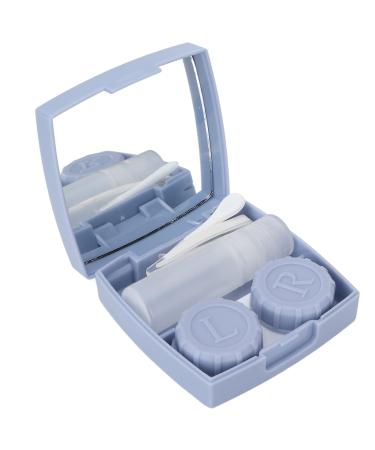 Fyearfly contact lens container with mirror contact lens container cosmetics men women contact lens containers with bottle for the care fluid for the trip (blue)