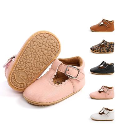 Sonsage Infant Baby Boys Girls Oxford Shoes Pu Leather Lace-Up Anti-Slip Trainer Soft Rubber Sole Toddler First Walking Sneakers 0-6 Months B Pink