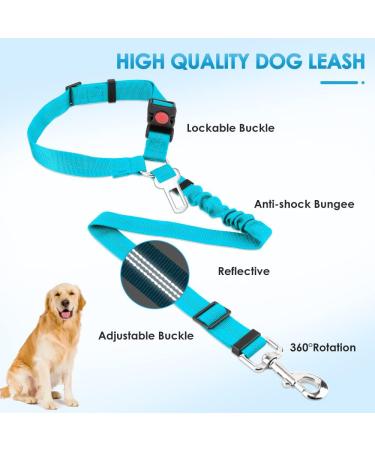 SlowTon Dog Seat Belt 2 Pack Pet Car Seatbelt Headrest Restraint Adjustable Puppy Safety Seat Belt Reflective with Elastic Bungee Connect with Dog Harness in Vehicle for Travel Daily Use(Light Blue) Light Blue Headrest + Clip (Dual Restraint) - Buy Online on GoSupps.com