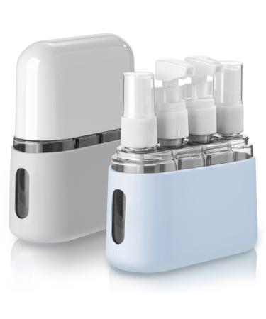 Madenia travel bottles set toilet article 50 ml clear air travel containers 4 pieces of liquid container for cosmetics with label and storage box blue and gray - Buy Online on GoSupps.com